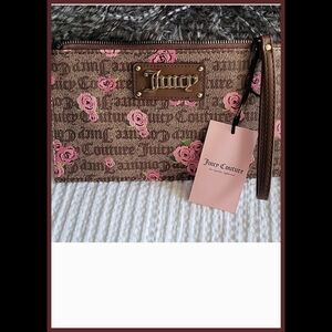 Juicy Couture Brown and Pink Rose Wristlet